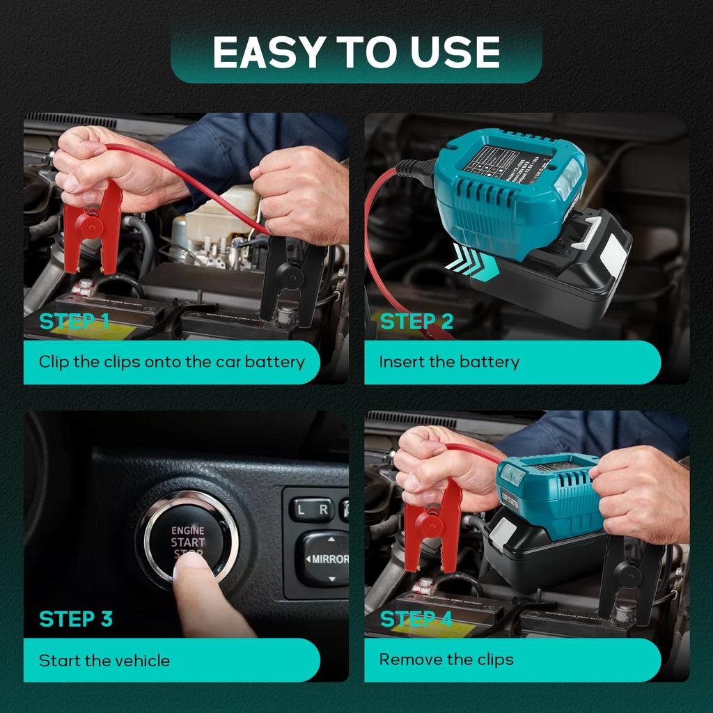 Car Jump Starters Adapter for Makita 18V Lithium Battery Booster Car Cable Emergency Power With Clip Auto Accessories