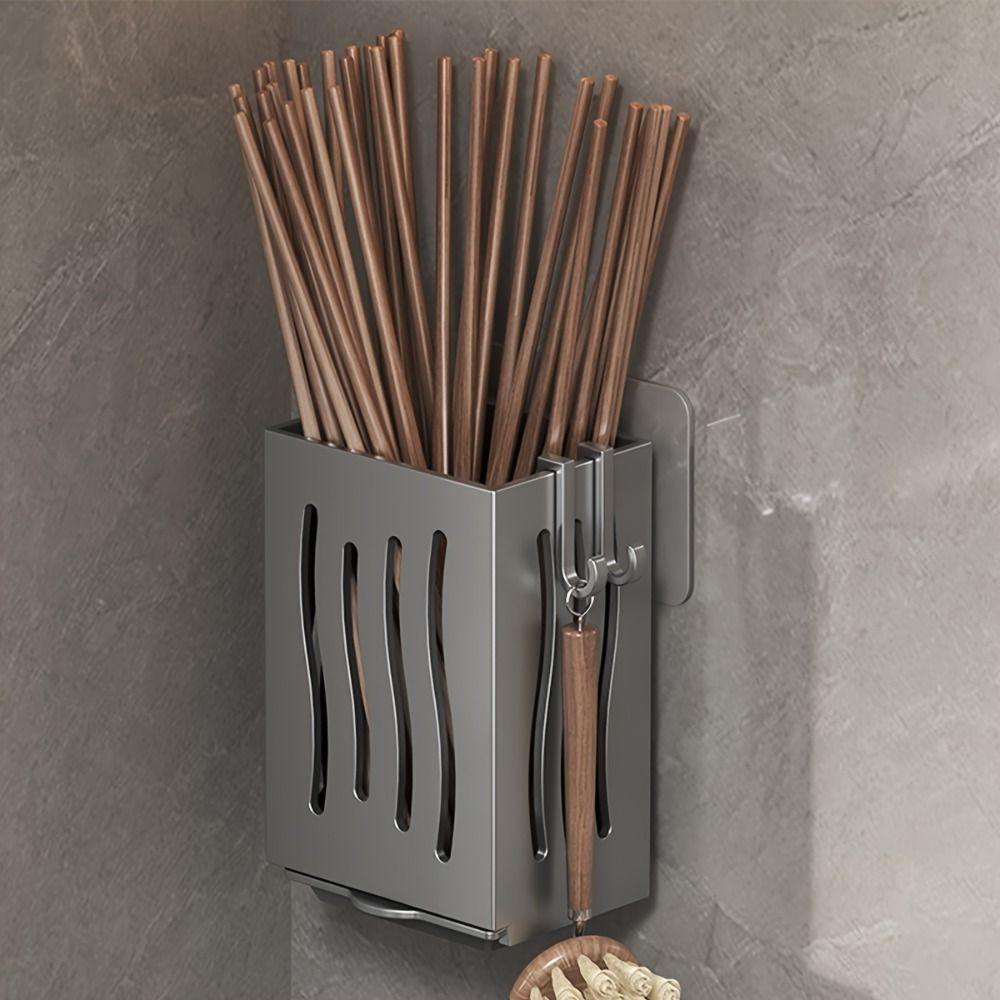 

Black Chopsticks Cage Plastic Cutlery Holder Multifunctional Drain Chopsticks Basket for Home серый