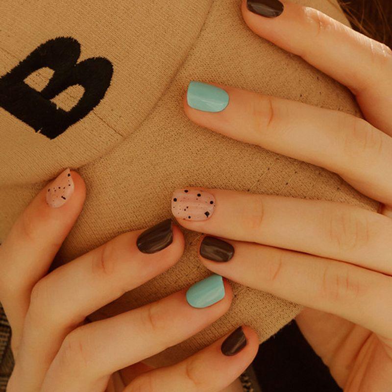 MUZMAK Reusable Nail Tips Mint Choco (Short Square) 1EA