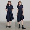 Chuyu Damen Gestreiftes Piqué Polo Midi Kleid