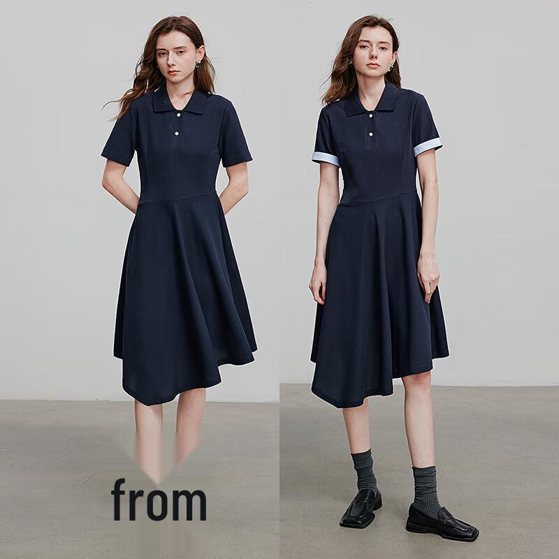 Chuyu Damen Gestreiftes Piqué Polo Midi Kleid