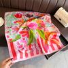 70cm Fashion Square Silk Scarf for Women Print Neck Shawl Versatile Headwear Clothing Bandana Hijab and Handkerchief Headscarf