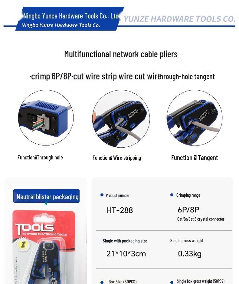8P8C Network Cable Crimper and Wire Stripper for Cat5/Cat6