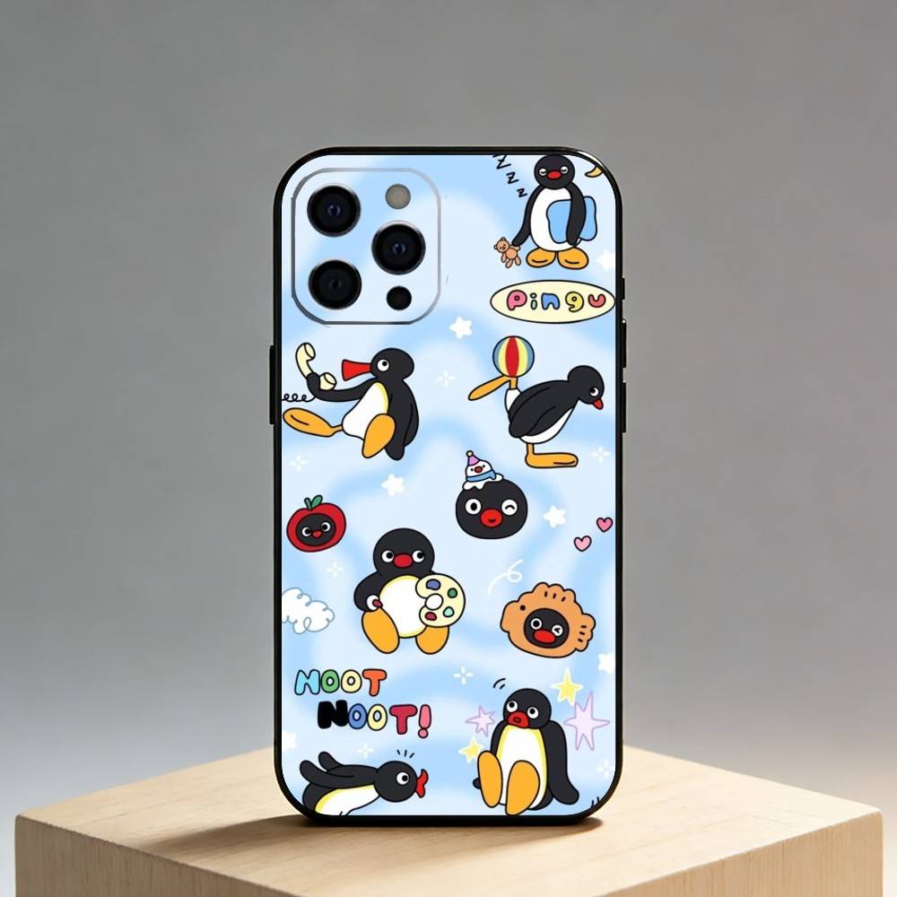 P-Pingu Penguin Funny Cut Phone Case For iPhone17,16,15,14,13,12 Plus,Max Soft Silicone Black Cover
