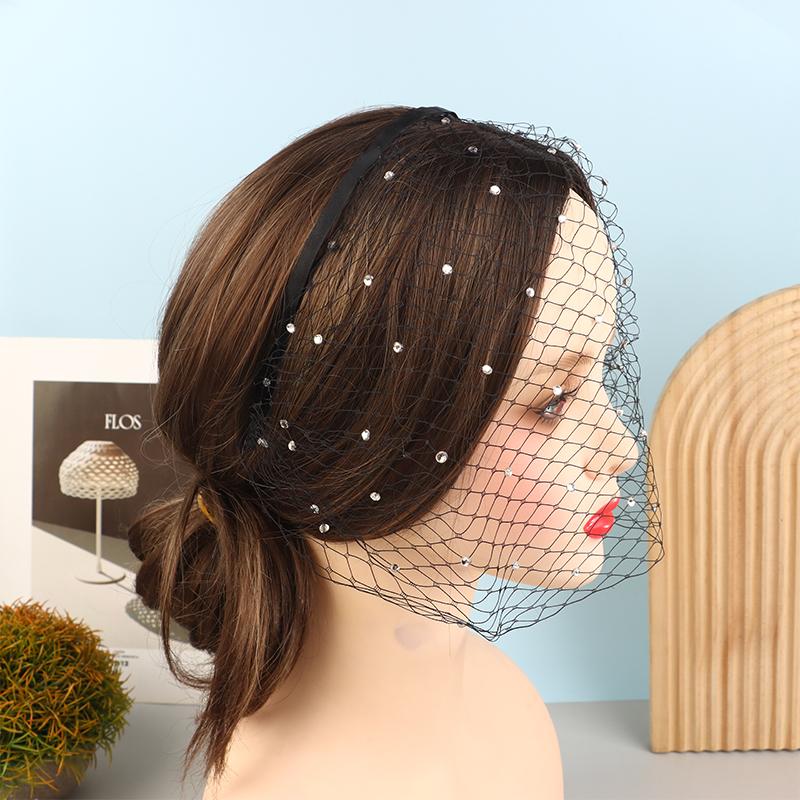 Fashion Tulle Cage Veil With Pearls Wedding Party Dress Veil Headbands Hair Jewelry Party Stage Headgear Headdress