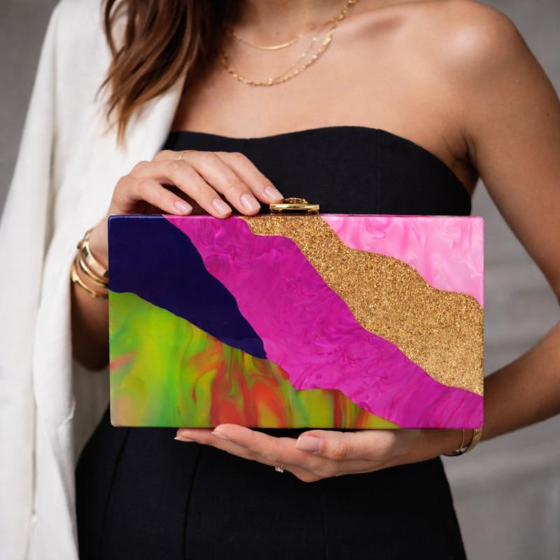 Color Contrast Patching Acrylic Crossbody New Banquet Handbag Wedding Shoulder Evening Bag Straw Bags Party Luxury Women's Bag