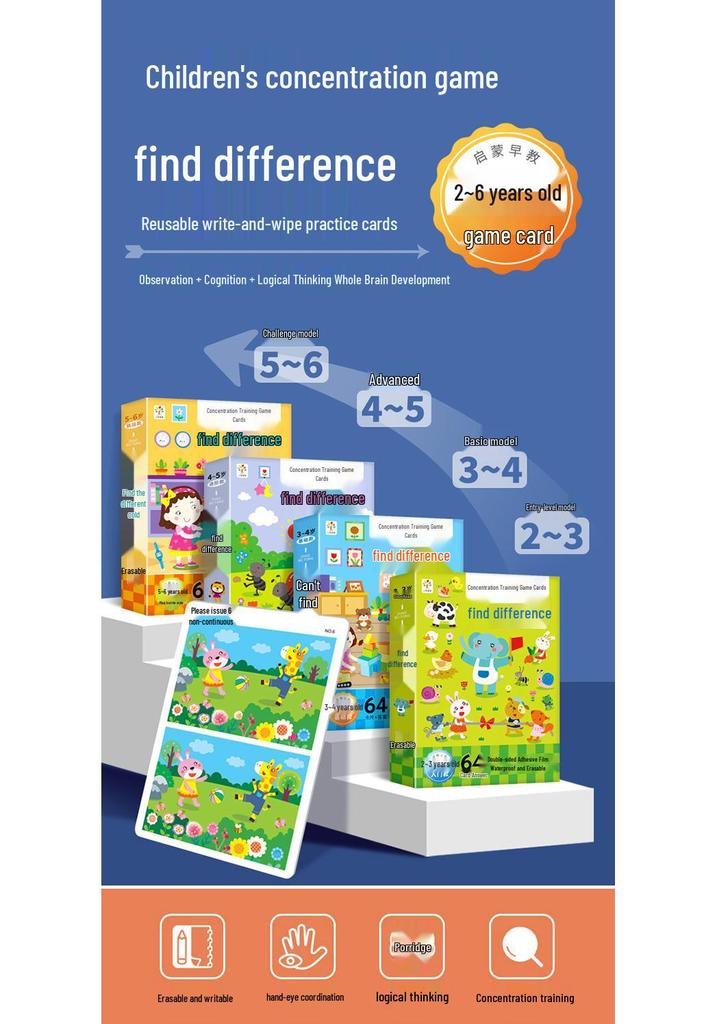 Spot the Difference: Concentration Game Cards for Ages 2-6