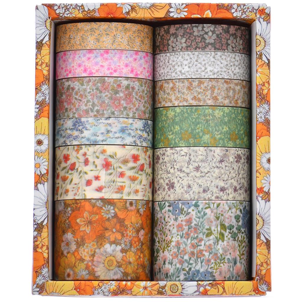 Songdao 12 Rolls Floral Masking Tape Blooming Garden Washi Tape for DIY Crafts Set, Design, Women, Packaging, (Evening Song)
