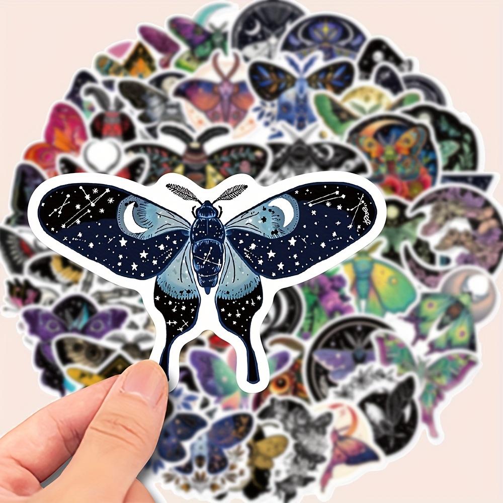 50 DIY Moth Stickers - Reusable Self-adhesive Sheets, Vibrant Colors, Exquisite Designs, Suitable for Decorating Guitars, Laptop