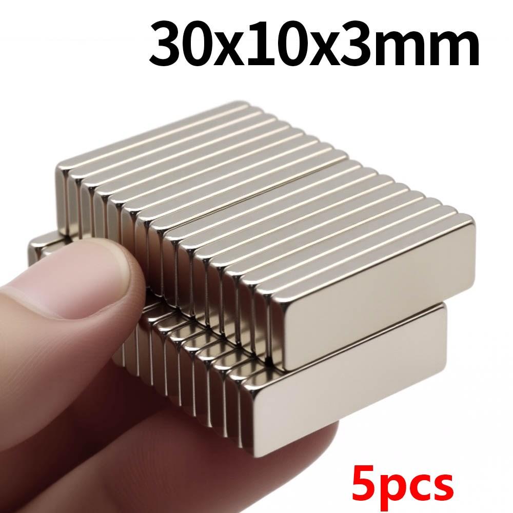 Superstarker Neodym-Magnet N35 NdfeB Permanentmagnetische Magnete Block Leistungsstarke Magnete Kühlschrankmagnet 30x10x2/3/4/5/10mm