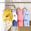 2026 Summer Children Sleeveless Top Cotton Suits Baby Spring O-Neck Cartoon Sport Set Short Pant Kids Home Wear Clothing Suit for Girl Boy