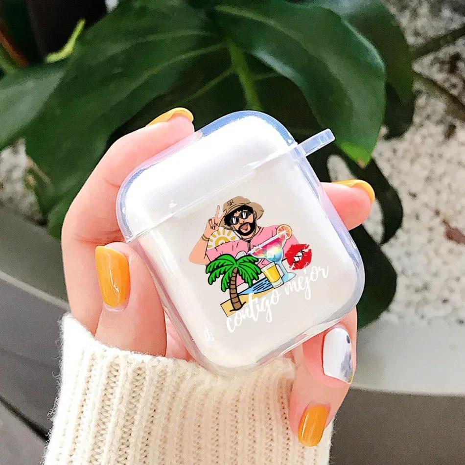

Yo Perreo Sola Bad Bunny Maluma Clear Earphone Case for Airpods Pro 3 Bluetooth Charging Box for Airpod 4 3 2 1 Protective Cover Airpods 3rd