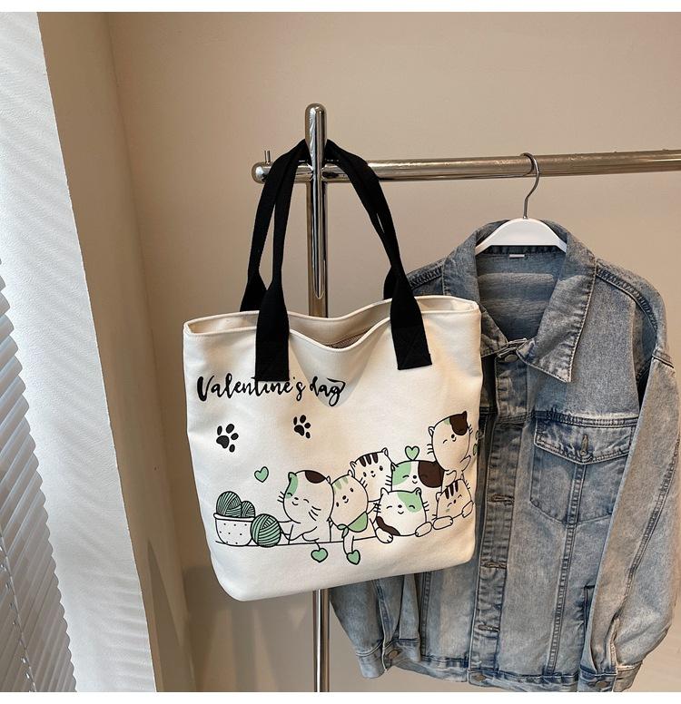 

Холщовая сумка большой вместимости, женская новая модная сумка-тоут, студенческая сумка-тоут через плечо для поездок на работу чёрный