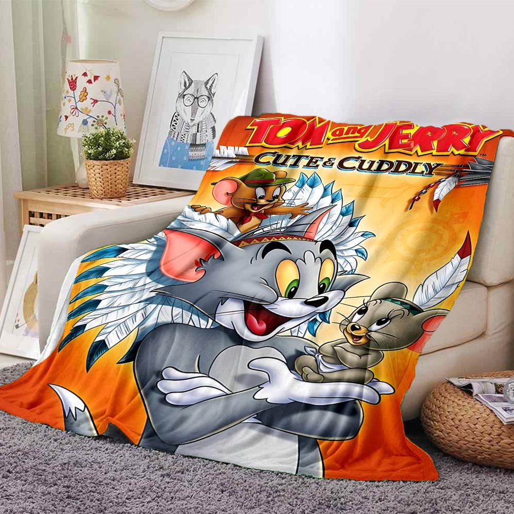 

1pc Tom and Jerry Cute & Cuddly Flannel Blanket Soft Warm Throw for Home, Office, Travel, All-Season Cozy Bedding Gift L1408 80cmx120cm(31inx47in)