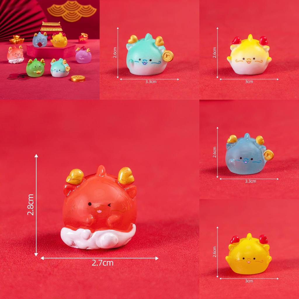 Adorable Resin Cartoon Dragon Figurines Cute Blind Box Decorations Desktop Decor