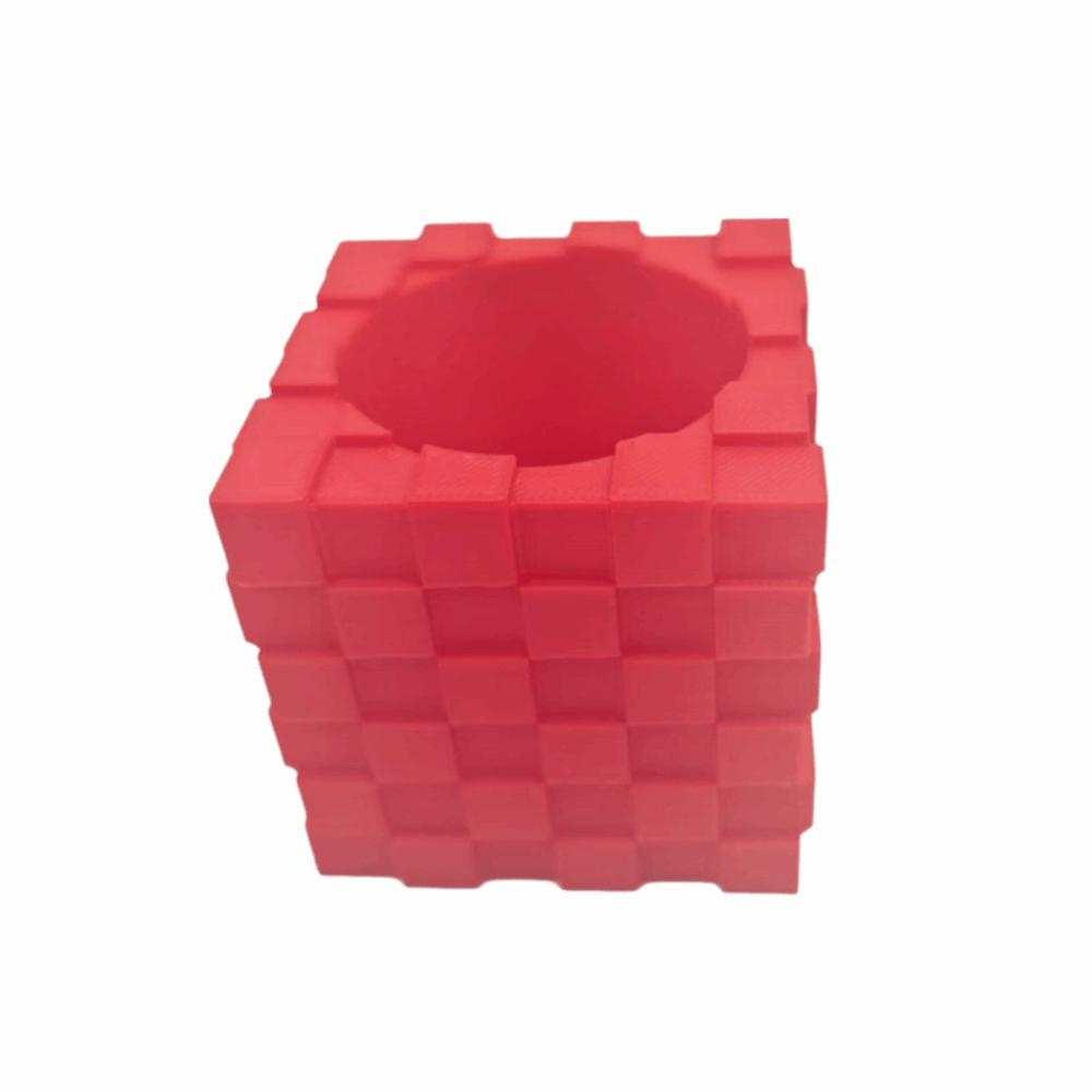 Building Block Style Cube Flower Pot Creative Succulent Plant Pot Coffee Table красный