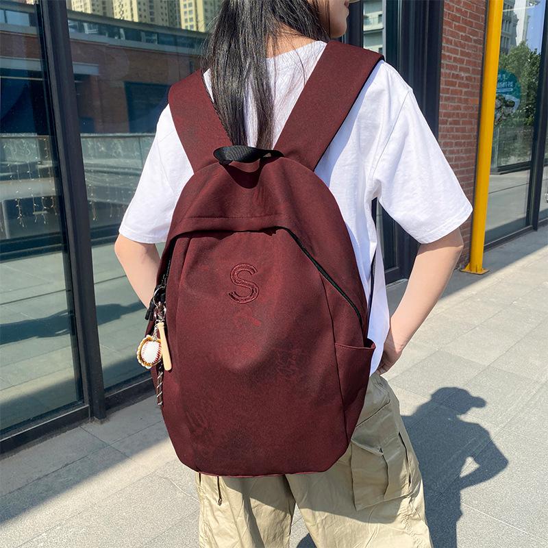 Schoolbag1011 New Large Capacity Casual Backpack Lightweight Fashion Embroidered School Bag College Student Junior High School Student Backpack