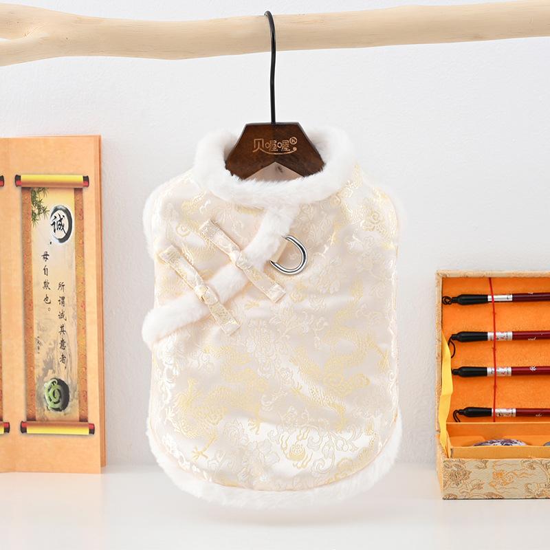 

2025 New Year Dog Clothes Tang Suit Winter Pet Apparel Coat Jacket Yorkie Pomeranian Poodle Bichon Schnauzer Dog Clothing Outfit XS（old）