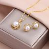 New Fashion Gold Plated Necklaces Earrings Sets For Women Female Trendy Party Jewelry Girls Daily Wear Neck Chain Earrings