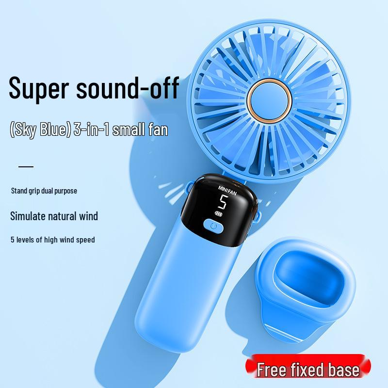 Mini USB Rechargeable Foldable Handheld Fan with Digital Display Handheld/Neck/Desktop