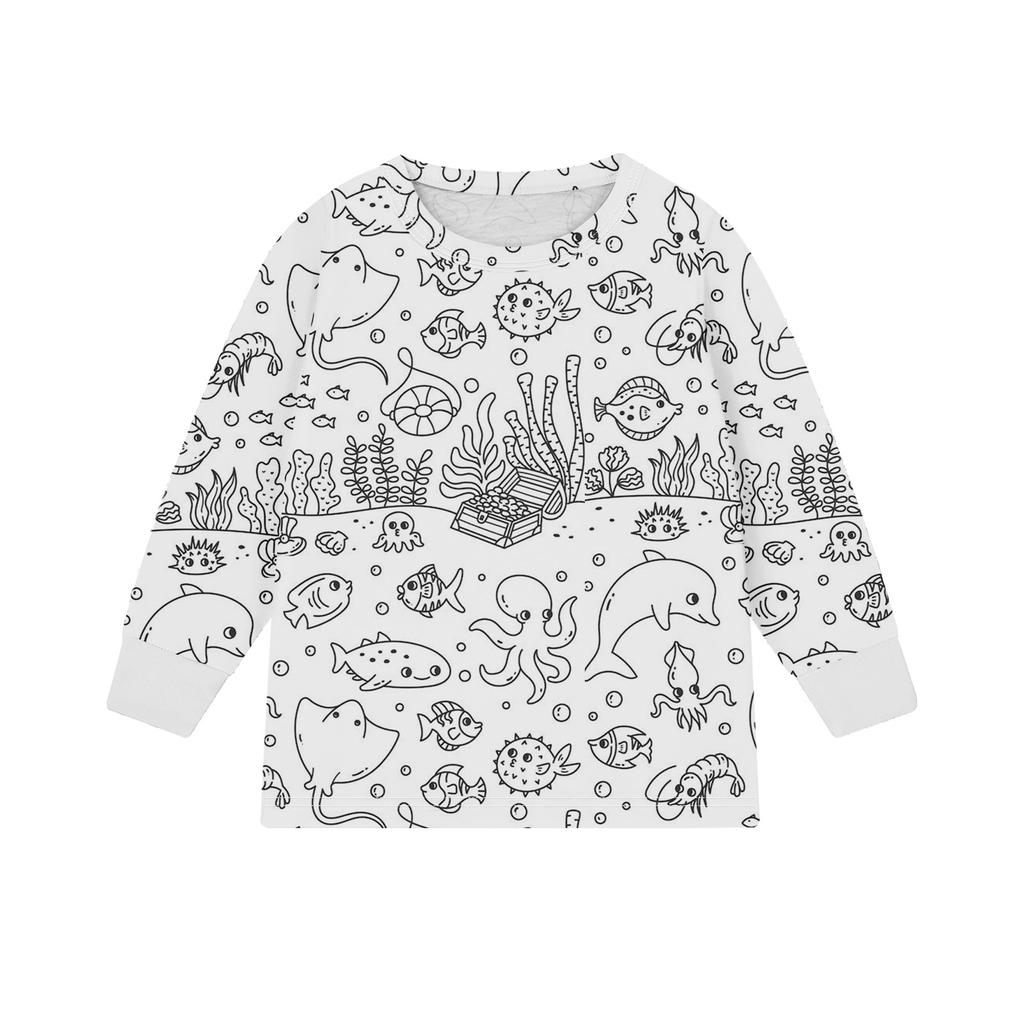 Kinder Homewear Set Skizze Färbung Spaß Hand bemalt Home Kleidung Pyjama Set