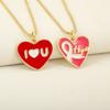 Nidin Simple Fashion Hope/I Love U Charm Pendant Necklace For Women Men Couples Heart Enamel Drip Oil Clavicle Chain Jewelry