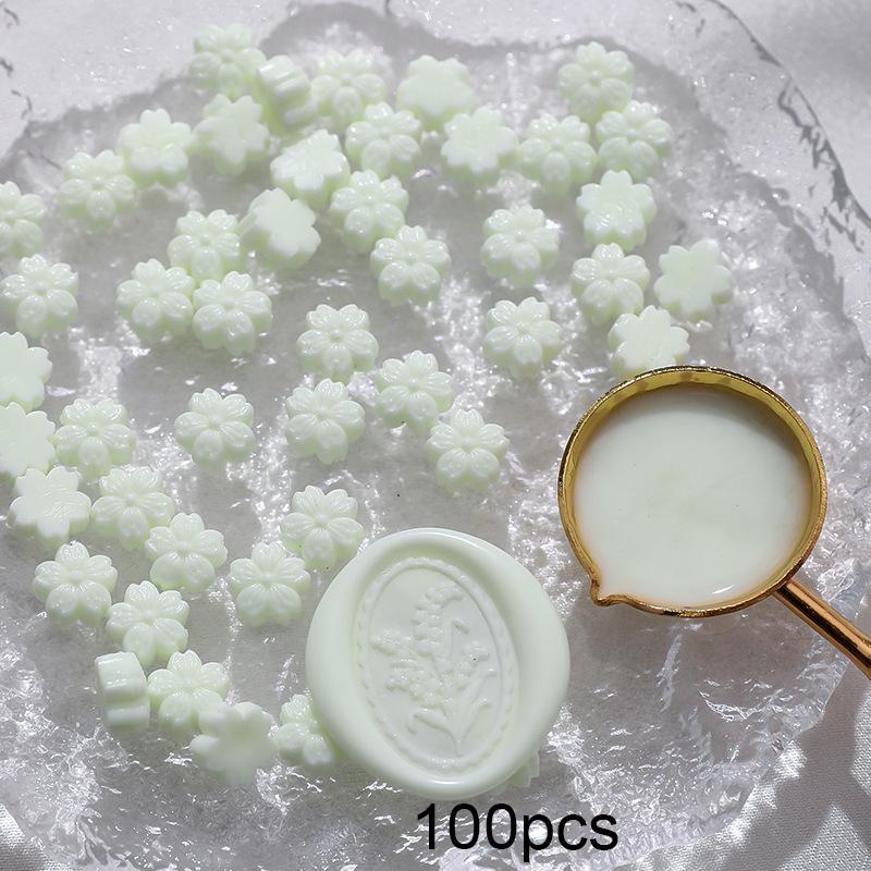 100pcs Cherry Blossom Flame Sealer Wax Grain, Flower Flame Sealer Sealer Wax Polarized Gold Sealer Wax for DIY Envelope Greeting