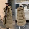 Autumn And Winter Down Cotton Jacket Women's Hooded Warm Jacket Medium Length Thick Cotton Jacket