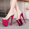 Fashion PVC Transparent Platform Sexy Stiletto High Heels Slippers Women Shoe Street Style Nightclub Banquet Slide Pumps