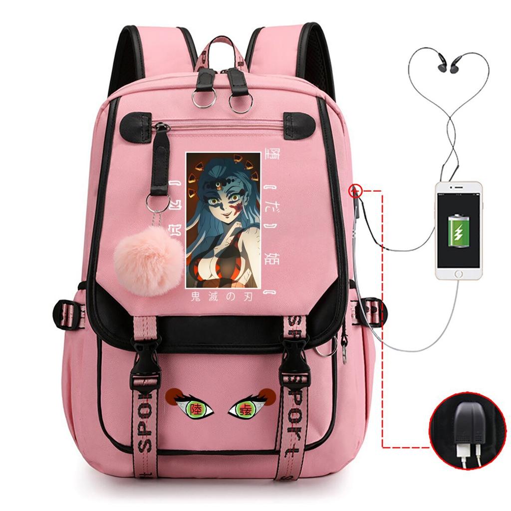 New Ghost Destroyer Peripheral Animation Korean Edition Student Leisure School Bag Large Capacity Multifunctional Backpack with USB