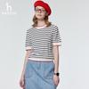HAZZYS Women's Striped Color-Block Short Sleeve Knit Top