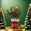 Jultomtens Stövlar Planter Röd och Vit Harts Jultomtens Stövlar Blomkruka med Spänne och Snöflingeaccenter Jul Bordsdekoration för Spiselhylla