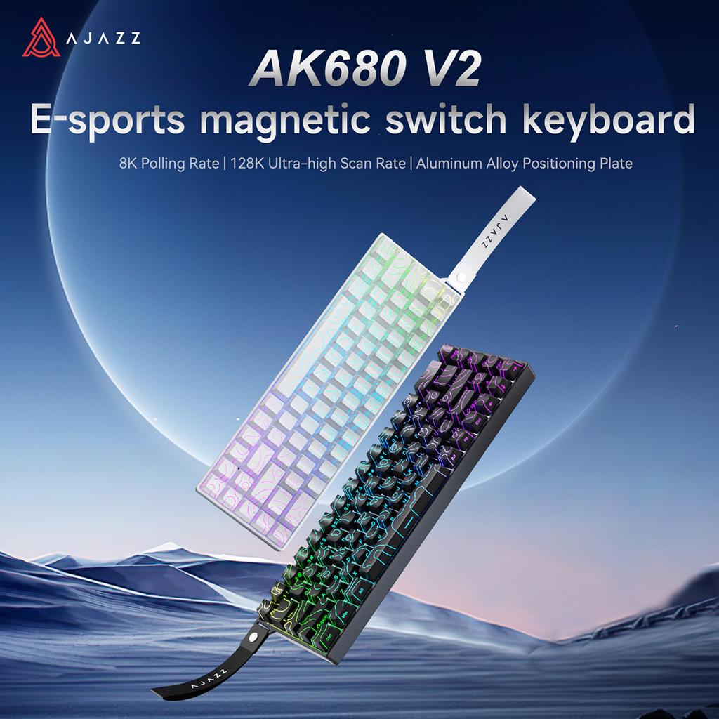 Ajazz AK680 V2 Gaming Mechanical Keyboard Magnetic Axis 68-Key RGB Backlit 8K Polling Rate 128K Scan Rate Aluminum Plate