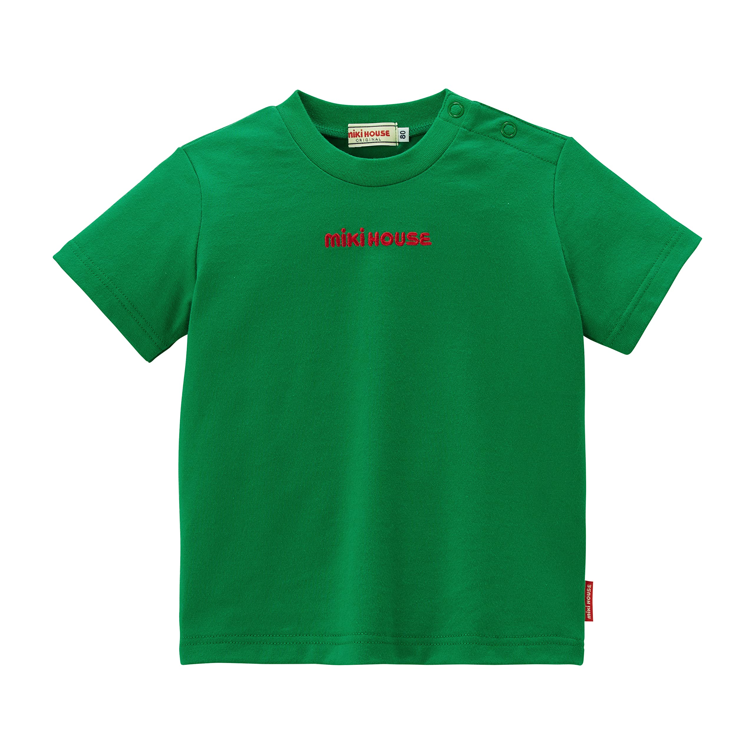 

Short One Made in Going to Going to Green [MIKI HOUSE] T-shirt, Sleeve, Plain, Logo, Point, Simple, Japan, Boys, Girls, Babies, Kids, Children s зелёный