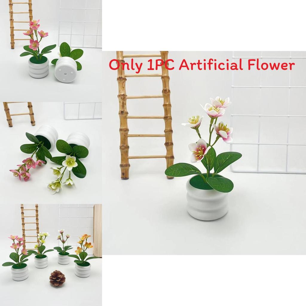Jasmine Flower Potted Plant Artificial Decor For Home Outdoor Garden Scene