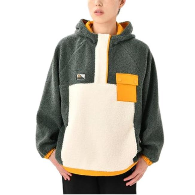 Vans Patchwork Hooded Pullover Sweatshirt Women Tops Green VN0A7YGXYQW