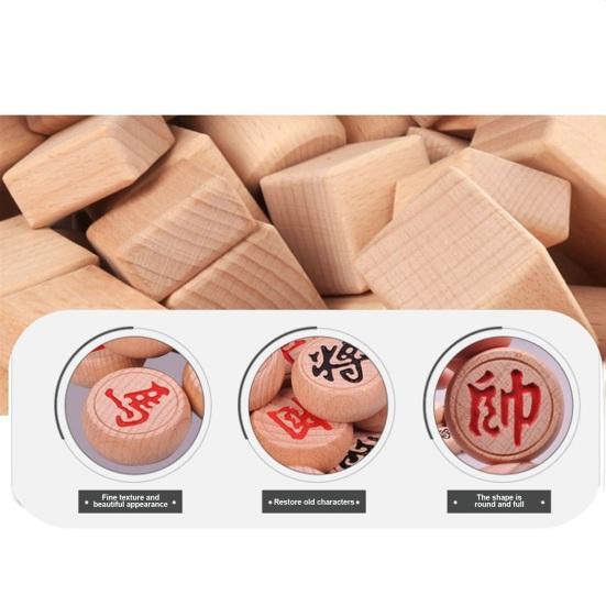 1 Set Wooden Chinese Chess with Plastic Paper Chessboard Travel Traditional Chinese Xiangqi Chess Pieces Strategy Board Game Teens Adults Gift