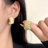 Charm Fold and Wrinkle C Shape Stud Earrings for Women Temperament Fashion Hip Hop Rock Party Jewelry Korea Earring Accessories