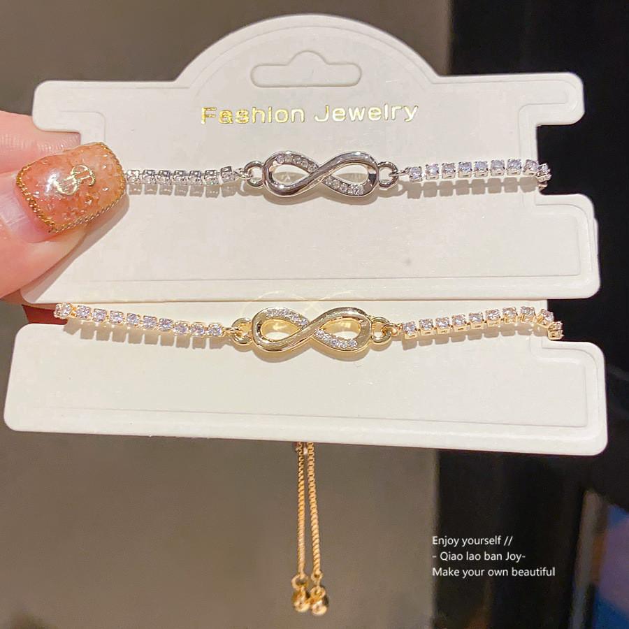 Feminine Jewelry Bracelet With Zircon Cross Bow Pendant For Elegant Office Wear