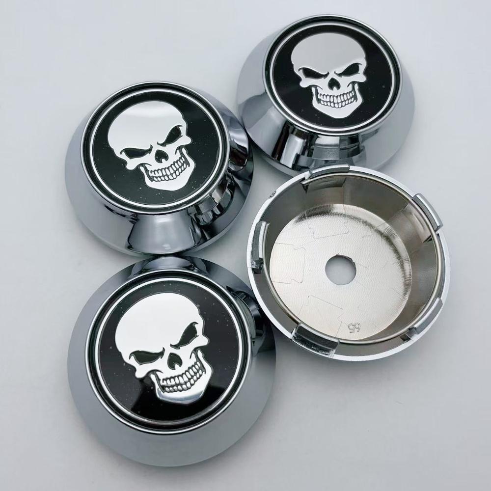 4pcs 60mm 64mm 65mm 68mm 69mm Skull Logo Emblem Car Wheel Center Caps High Rim Hubcaps Wheels Hub Cover Replace Car Accessories