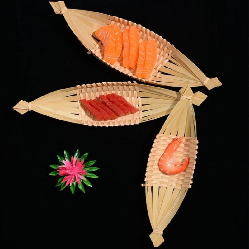 Eco Bamboo Platter Boat Shaped Serving Bowl for Sashimi and Snack Service in Style