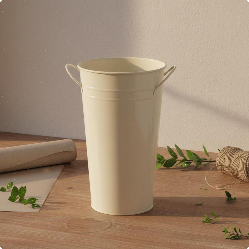 Secchio Fiori Ferro Manici Doppi Vaso Metallo Fiori Secchi Manico Doppio per Matrimonio 20CM