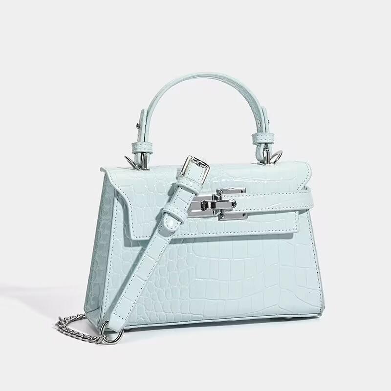 Новая нишевая дизайнерская роскошная универсальная сумка через плечо, на плечо, ручная сумка с тиснением под крокодила для женщин светло-синий