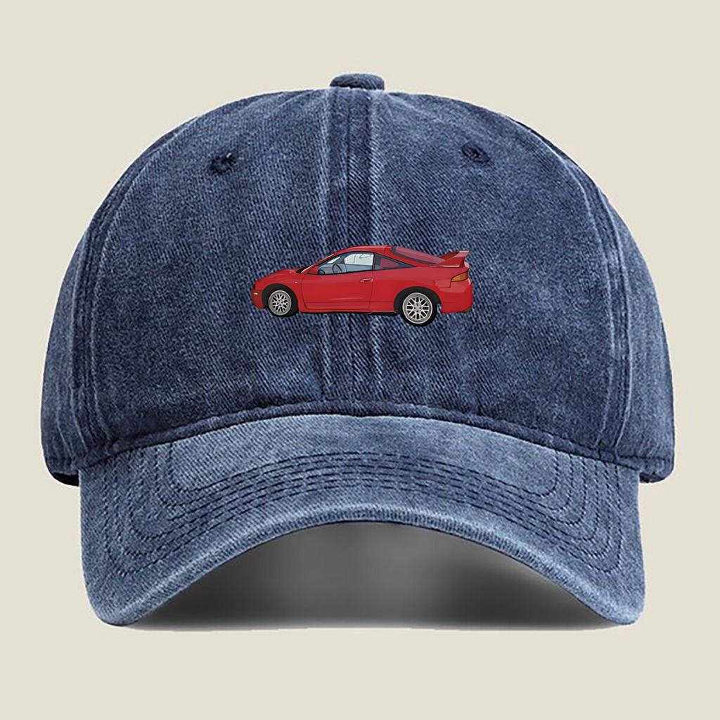 Red Sports Car Silhouette Fashion Washed Baseball Cap Hat Outdoor Activities