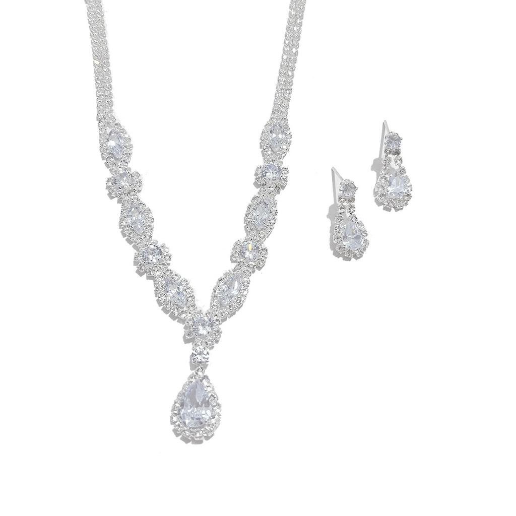 3PC Women's Simple Claw Chain Series Angel Tears Necklace Earring Set, Banquet Party Accessories