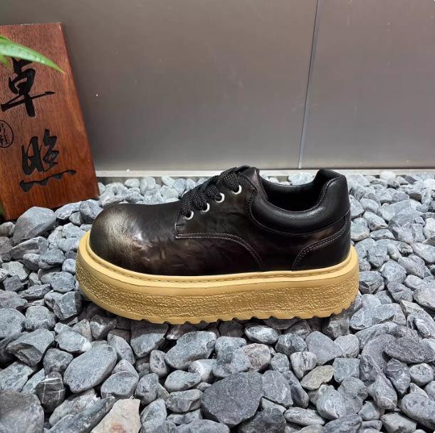 Textured light skin dark color gradual change Martin boots retro old thick bottom lace-up low top v2