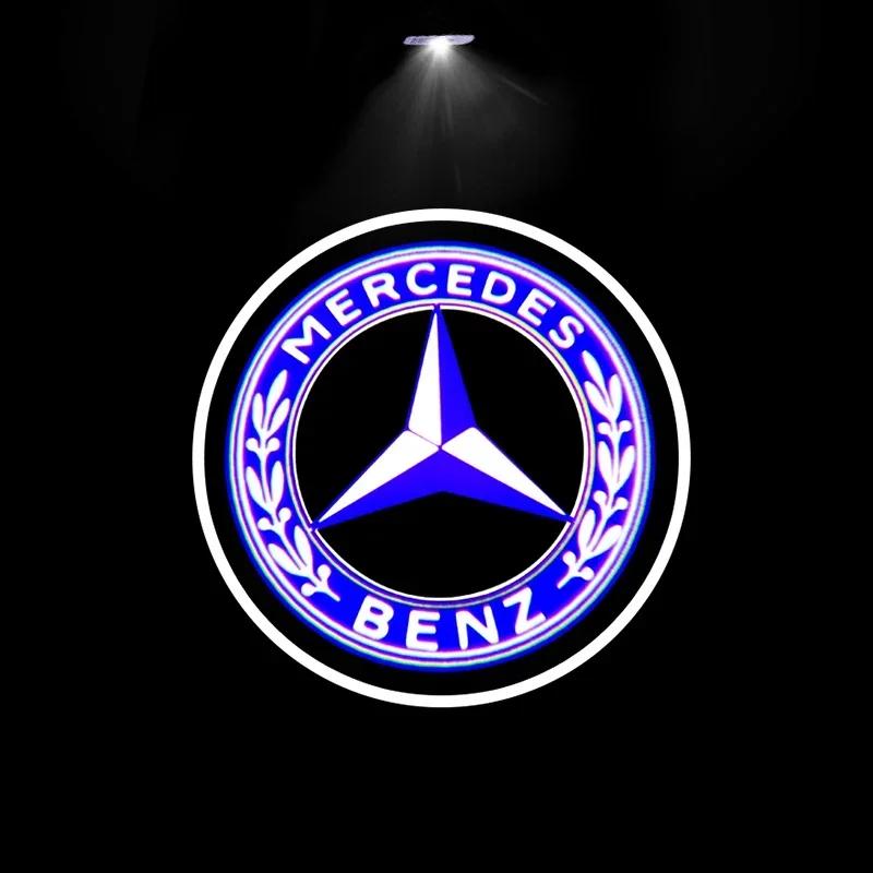 

2 шт. Приветственная подсветка двери автомобиля Светодиодная лампа-проектор высокой четкости Подсветка салона для Mercedes Benz A C E Class GLE GLB GLC W205 W212 W213 X253