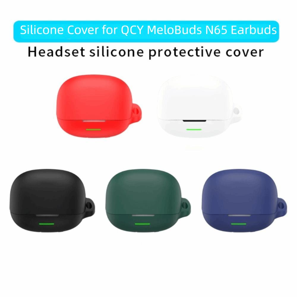 With Carabiner Earbuds Cover Silicone Headphone Protective Case for QCY MeloBuds N65