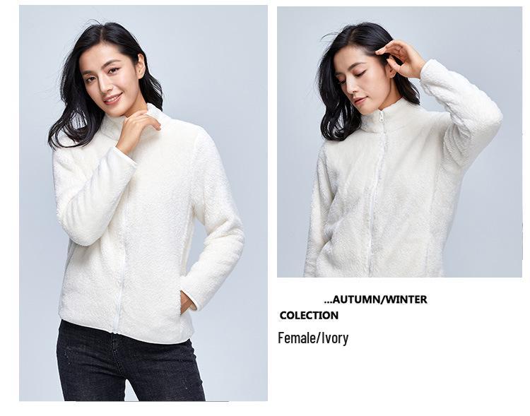 Unisex Lambswool Jaquette: Stand Collar Polar Fleece Coat for Autumn and Winter