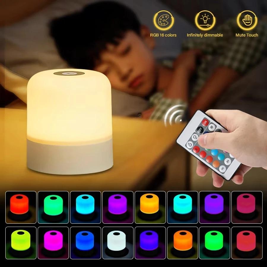 13 Color LED Table Lamp - Touch & Remote Control Dimmable Rechargeable Bedside Night Lamp for Room Decor